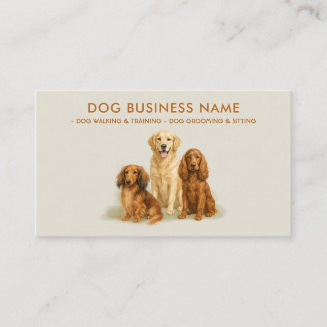 Tarjeta De Visita Plantón de paseos de perro acuarela (Anverso)