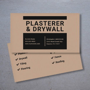 Tarjeta De Visita Plasterer & Drywall - Negro y marrón