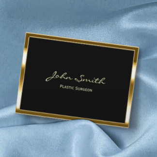 Tarjeta De Visita Plastic Surgeon Moderno Marco negro y dorado