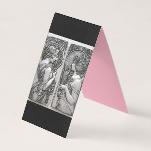 Tarjeta De Visita Plata, Art Nouveau, diseño, hembras, Mucha, Beauti