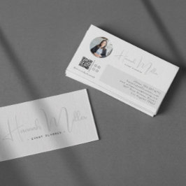Tarjeta De Visita Plata | Código QR de foto minimalista elegante mod
