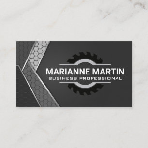 Tarjeta De Visita Plata de aluminio metalizado   Saw Industrial Geom