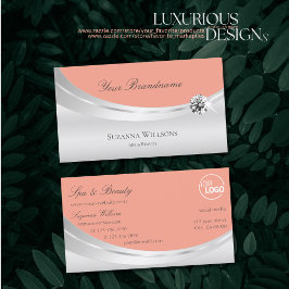 Tarjeta De Visita Plata de Coral con logotipo y diamante espumoso