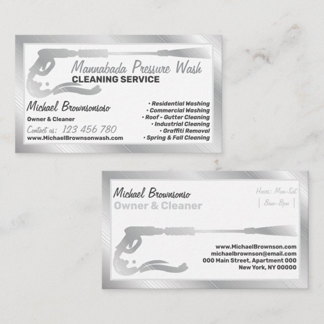 Tarjeta De Visita Plata de LIMPIEZA de lavado con fuerza de lavado a (Anverso / Reverso)
