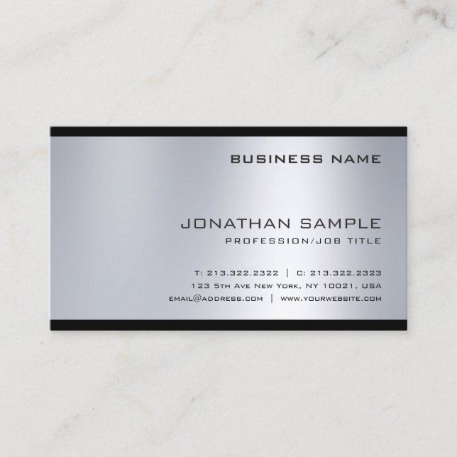 Tarjeta De Visita Plata de moda Aspecto Simple Profesional (Anverso)