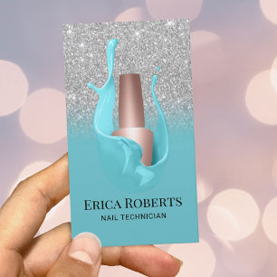 Tarjeta De Visita Plata de salón de uñas y artista polaco de maquill