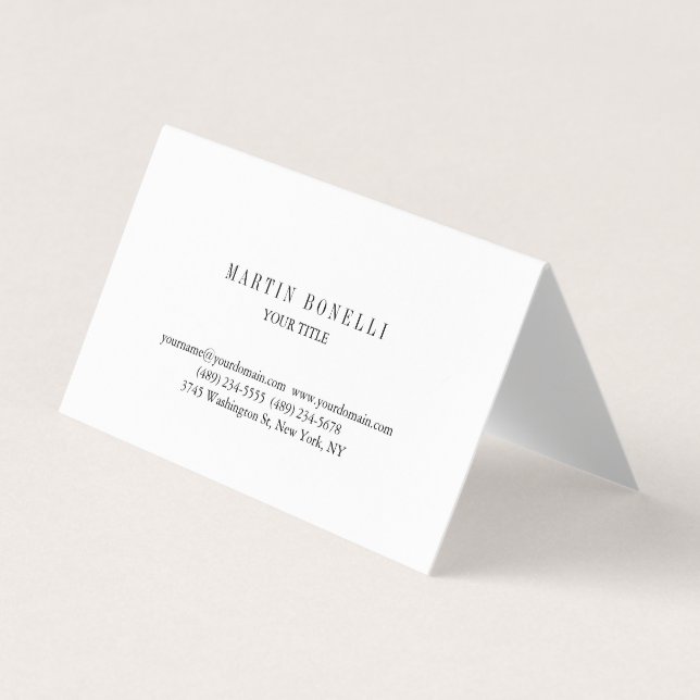 Tarjeta De Visita Plata delgada profesional negro y blanco (Anverso)