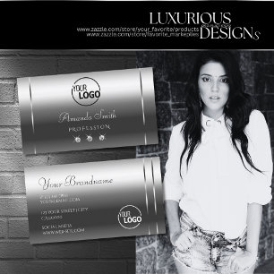 Tarjeta De Visita Plata elegante con logotipo Calidad de Diamantes N