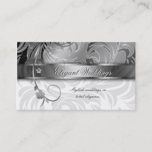 Tarjeta De Visita Plata elegante de la hoja floral del planificador