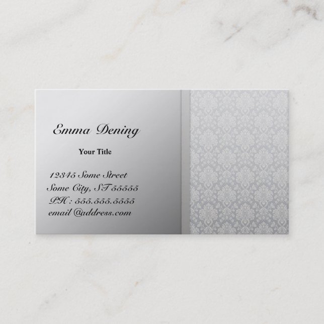 Tarjeta De Visita Plata elegante del damasco (Anverso)