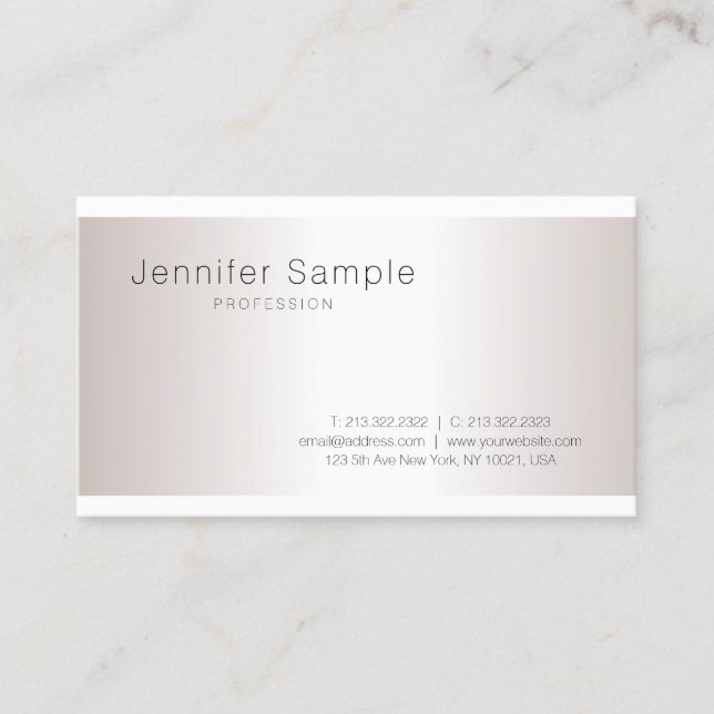 Tarjeta De Visita Plata elegante Moderna Simple Plain Profesional (Anverso)