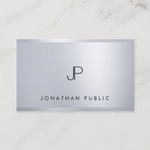 Tarjeta De Visita Plata Elegante Monogramada Moderna Plantilla de mo