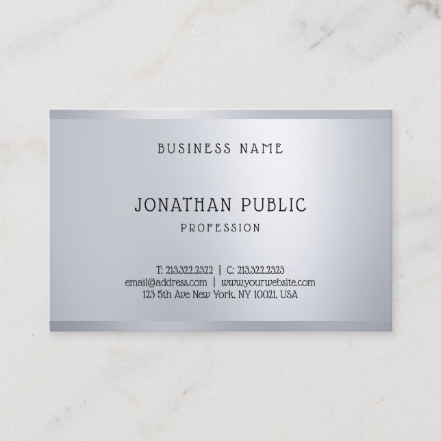 Tarjeta De Visita Plata Elegante Simple Moderno Plantilla Profesiona (Anverso)