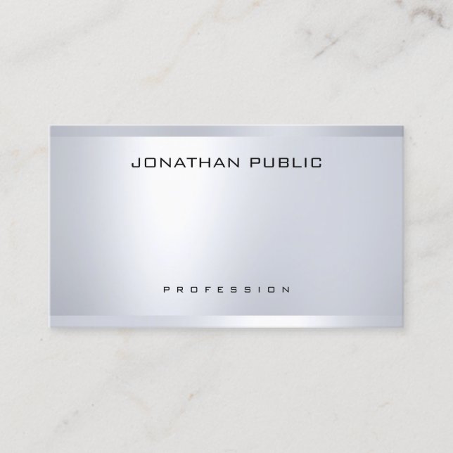 Tarjeta De Visita Plata Glamorosa Moderna Elegante Llanura Simple (Anverso)