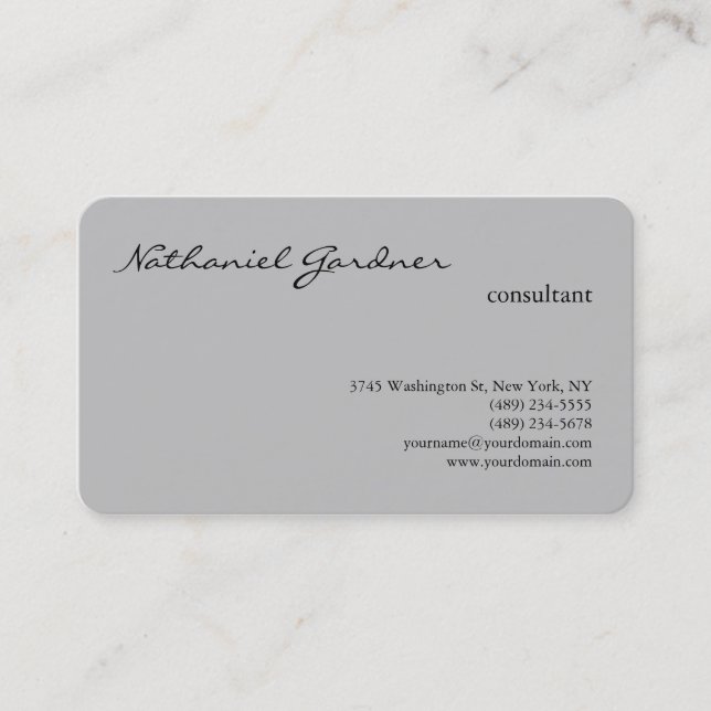 Tarjeta De Visita Plata Gris trendy Plata creativa moderna (Anverso)