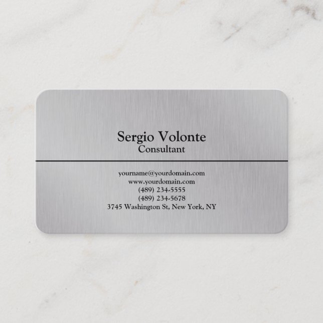Tarjeta De Visita Plata Gris trendy Plata Estilo Simple (Anverso)