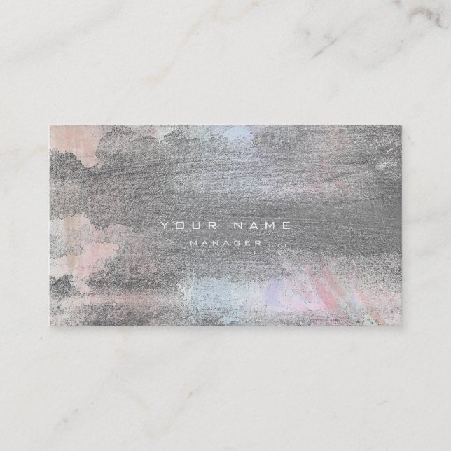 Tarjeta De Visita Plata Grungy Pastel Azul Cemento Pared Gris Mínimo (Anverso)