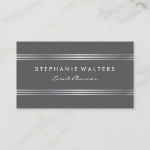 Tarjeta De Visita Plata metálica simple moderna y gris