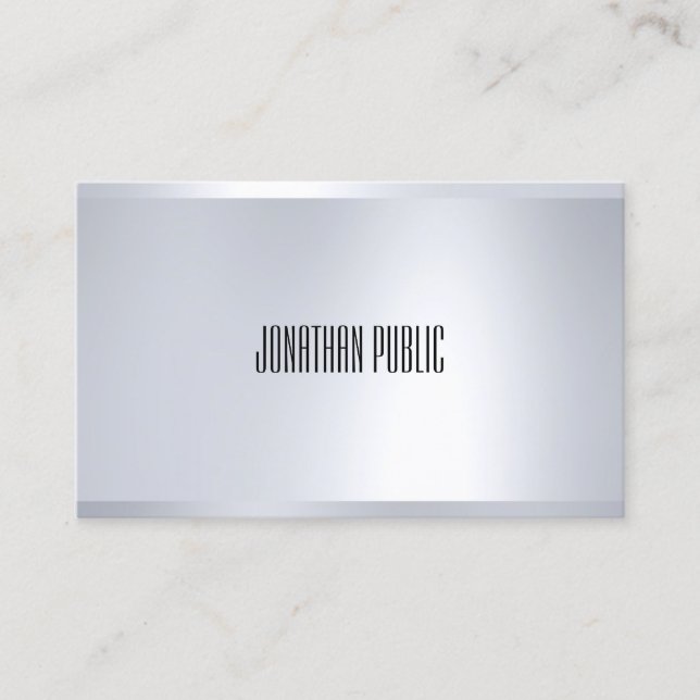 Tarjeta De Visita Plata Moderna Creativa Elegante Llanura de Glamour (Anverso)