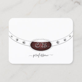 Tarjeta De Visita Plata moderna en blanco y negro brillante con mono