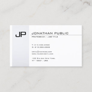 Tarjeta De Visita Plata Moderna Limpia Elegante Monograma Minimalist