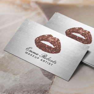 Tarjeta De Visita Plata moderna subió de los labios del purpurina