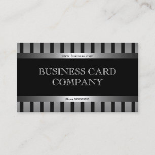 Tarjeta De Visita Plata Negra Rayada Simple Elegante y Clásica