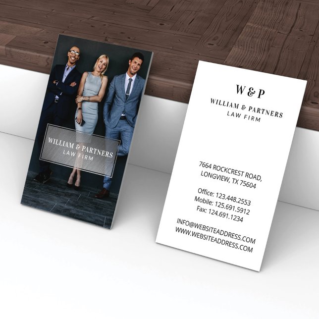 Tarjeta De Visita Plata Plata Foto profesional mínima para empresas (Subido por el creador)