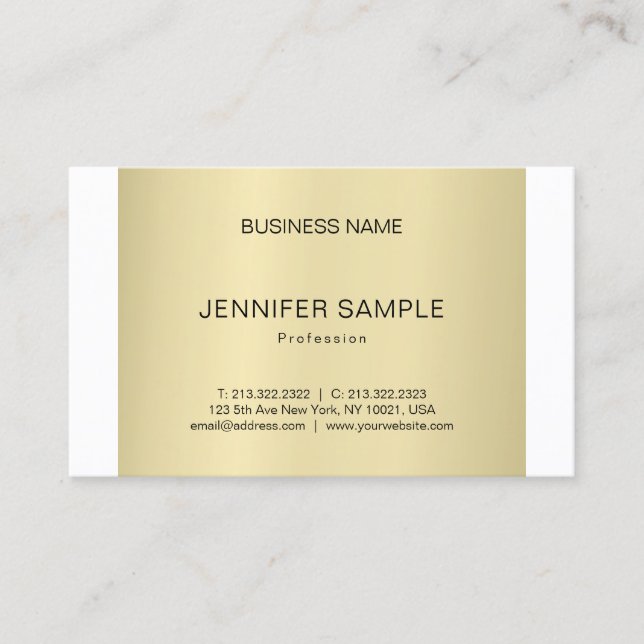 Tarjeta De Visita Plata Profesional Creativa Moderna Elegante Oro (Anverso)