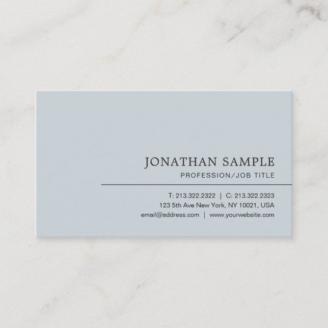 Tarjeta De Visita Plata Profesional Elegante Moderna y Moderna (Anverso)