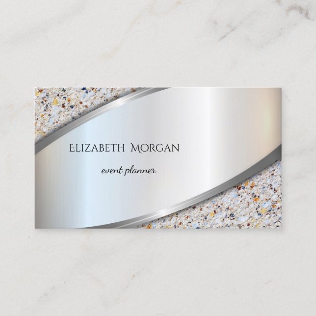 Tarjeta De Visita Plata Profesional Moderna Elegante, Marble (Anverso)
