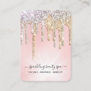 Tarjeta De Visita *~* Plata rosada + PURPURINA de goteo de oro AP7