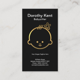 Tarjeta De Visita Plata Simple Cute Faux Gold Baby Face Babysitter