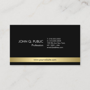 Tarjeta De Visita Plata simple de oro negro elegante profesional