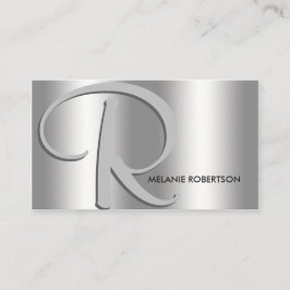 Tarjeta De Visita Plata simple elegante en Monograma de guión platea