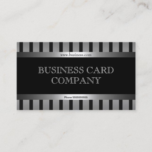 Tarjeta De Visita Plata simple raya negra elegante elegante (Anverso)