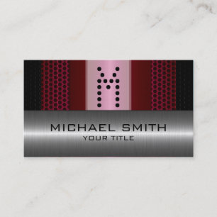 Tarjeta De Visita Plata Stainless Modern Maroon Hole Steel Look