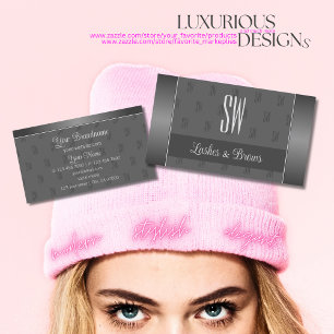 Tarjeta De Visita Plata y gris modernos con monograma profesional