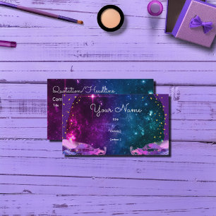 Tarjeta De Visita Platillos voladores morados en la galaxia artístic