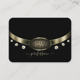 Tarjeta De Visita Platina platinada negra noble con diamantes monogr