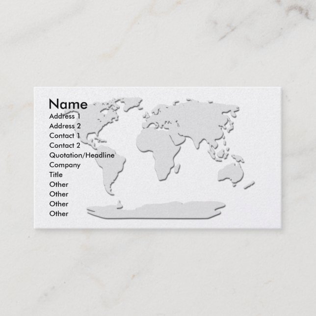 Tarjeta de visita Platinum del World Map (Anverso)