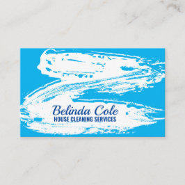 Tarjeta De Visita Plato De Limpieza Negra Y Moderna En Blanco Y Azul