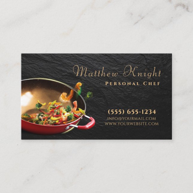 Tarjeta De Visita Platos con estilo Pan Personal Chef Comedor (Anverso)