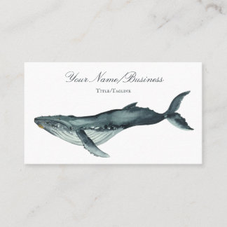 Tarjeta De Visita Playa acuarela Humpback del Océano de ballena