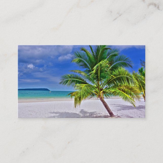 Tarjeta De Visita Playa de Isla Tropical Palm Tree Perfecta (Anverso)