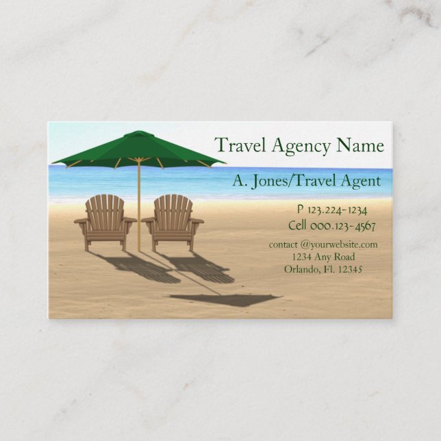 Tarjeta De Visita Playa de la Agencia de Viajes (Anverso)