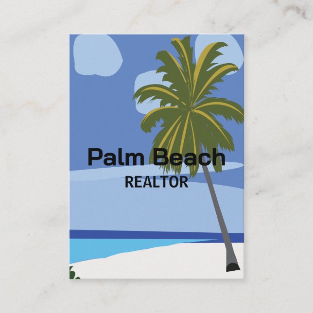 Tarjeta De Visita Playa de Realtor Beach Palm Tree (Anverso)