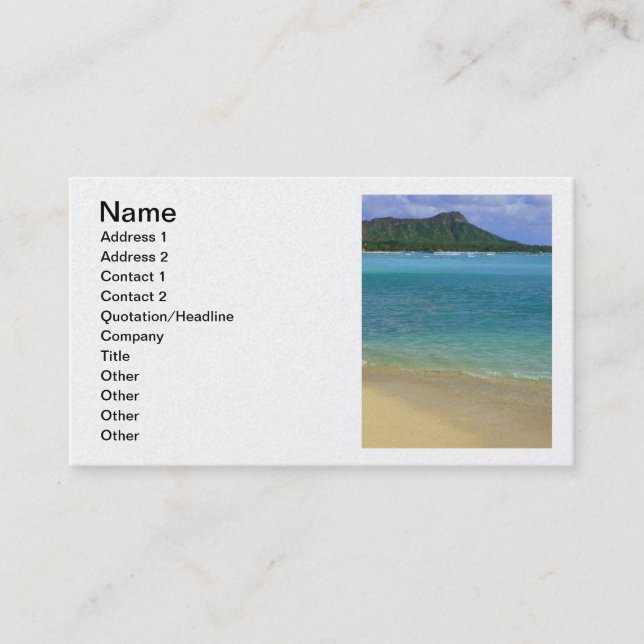 Tarjeta De Visita Playa de Waikiki (Anverso)