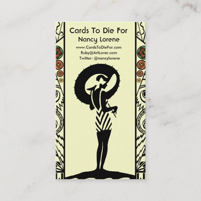 Tarjeta De Visita Playa Deco en amarillo y naranja (Anverso)