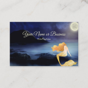 Tarjeta De Visita Playa Golden Blond Mermaid Full Moon Lagoon